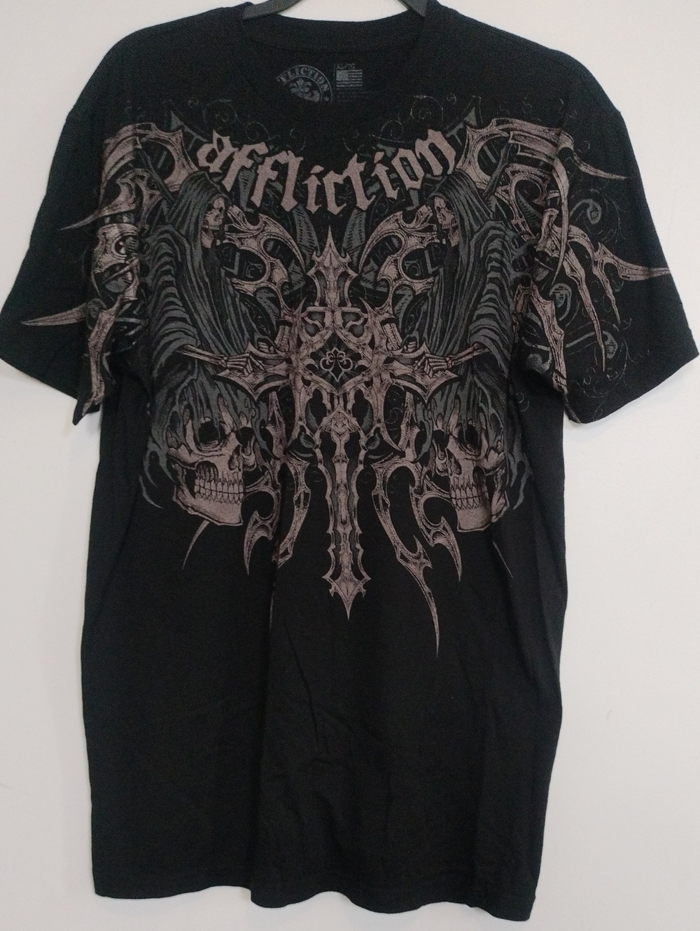 Affliction Haunted Passage Black Wash T-Shirt Size XL